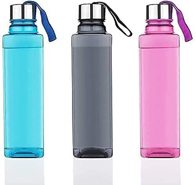 embraze Square Shape Water Bottle|Multi Purpose Water Bottle 750 ml Bottle(Pack of 3, Multicolor, Plastic)