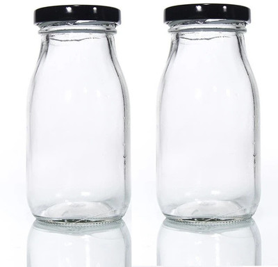Glassbunny 200 ml Glass Bottle(Pack of 2, Clear)