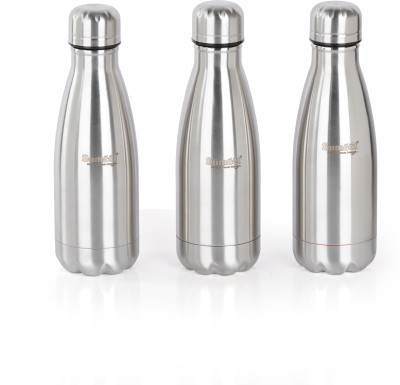 Sumeet Stainless Steel Double Walled Flask/Water Bottle, 24 Hrs Hot & Cold,400ml, 3Pcs 400 ml Flask(Pack of 3, Silver, Steel)