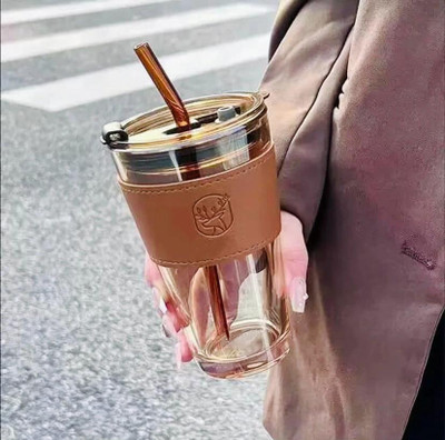 HR OUTFIT 600 ml Glass Sipper(Pack of 1, Brown)