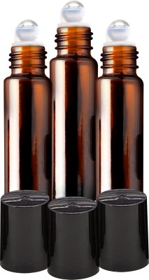 nsb herbals Empty Amber Glass Roll On Bottles for Essential Oils, Perfumes, Lip Balms, Aromas 10 ml Bottle(Pack of 3, Brown, Glass)