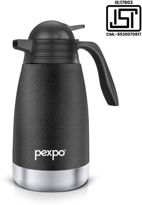 pexpo Stainless Steel Vacuum Insulated Cosmo Carafe, 24 Hrs Hot and Cold Tea/Coffee 2000 ml Flask(Pack of 1, Black, Steel)