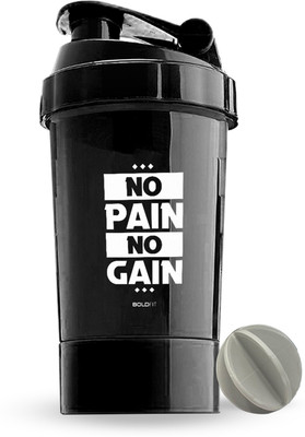 BOLDFIT 500 ml Plastic Shaker(Pack of 1, Black)