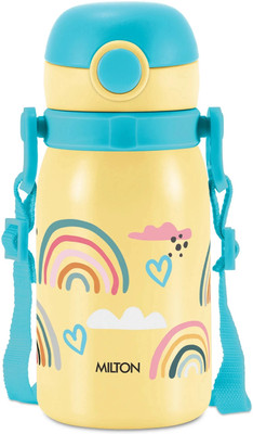 MILTON Companion 300 Insulated One Click Flip Lid Water Bottle 275ml with Straw Kids 275 ml Bottle(Pack of 1, Yellow, Plastic)