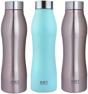 Rmt Ecosteel Stainless Steel Combo Water Bottle for college/Fridge/Sports/Gym/Office Leakfree 1000 ml Bottle(Pack of 3, Blue, Silver, Steel)