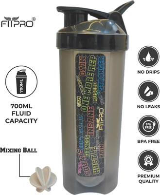 FitPro 750 ml Plastic Shaker(Pack of 1, Black)