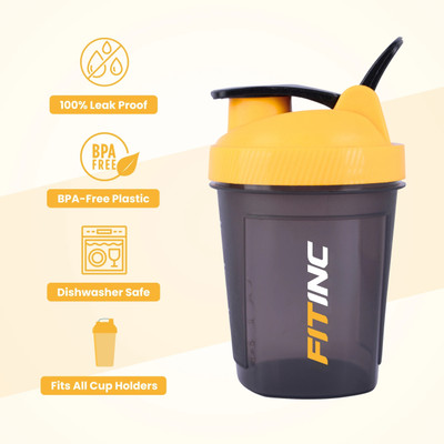 Fitinc 300 ml Plastic Shaker(Pack of 1, Yellow)