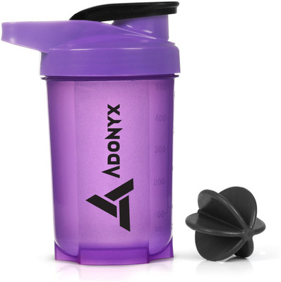 ADONYX Shaker Bottle with Whisk Ball | Gym 500 ml Shaker(Pack of 1, Purple, Plastic)