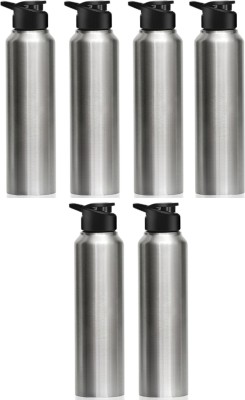 KARFE 1000 ml Stainless Steel Sports/Sipper Water Bottle (Set of 6, Silver, Chrome) 6000 ml Bottle(Pack of 6, Silver, Steel)