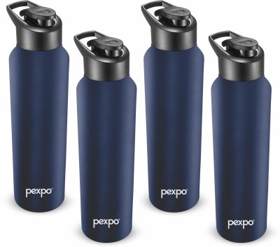 pexpo 750 ml Sports and Hiking Stainless Steel Water Bottle, Chromo-Xtreme 750 ml Bottle(Pack of 4, Blue, Steel)