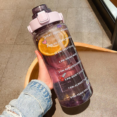 Elecsera 2000ml motivational transperant water bottle 2000 ml 2000 ml Bottle(Pack of 1, Purple, Plastic)