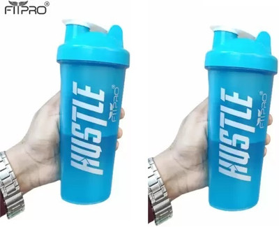 FitPro 700 ml Plastic Shaker(Pack of 2, Blue)