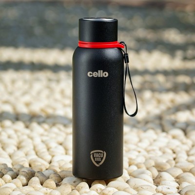 cello Duro Tuff DTP Coating Double Walled Stainless 550 ml Flask(Pack of 1, Black, Steel)