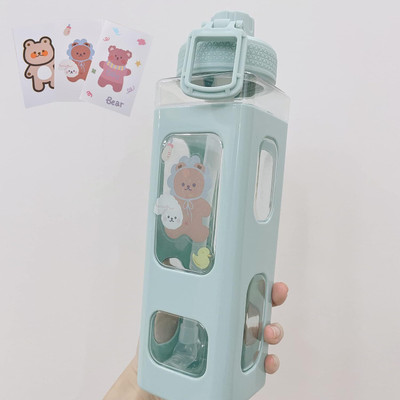 GELAI ENTERPRISE Water Bottle and Straw & Sticker No Leak Large Water Bottles 700 ml Bottle(Pack of 1, Multicolor, Plastic)