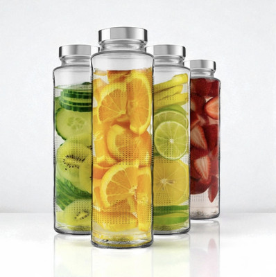 THE COZY STORE 750 ml Glass Bottle(Pack of 4, Clear)