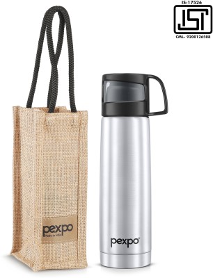 pexpo 24 Hrs Hot & Cold ISI Certified Vacuum insulated Bottle Fererro With Jute Bag 500 ml Flask(Pack of 1, Silver, Steel)