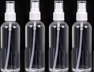 EverGlam 4PC 100ml Clear Empty Plastic Mini Travel Bottle Set, Small Refillable Bottel 400 ml Bottle(Pack of 4, Clear, PET)