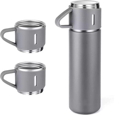 Atipriya Stainless Steel Multicolor Vacuum Flask Set with 2 Steel Cups 500 ml Flask(Pack of 1, Multicolor, Steel)