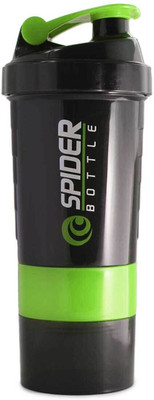 Snipper 500 ml Plastic Shaker(Pack of 1, Black, Light Green)