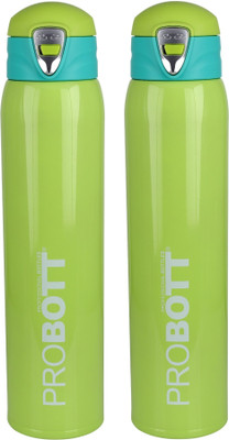 PROBOTT Thermosteel Vacuum Flask Hot & Cold Sports Bottle Each 750ml -Green (Pack of 2) 750 ml Flask(Pack of 2, Green, Steel)
