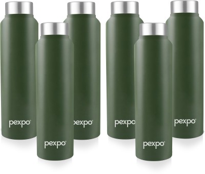 pexpo 1000 ml Fridge Stainless Steel Water Bottle, Chromo-Xtreme 1000 ml Bottle(Pack of 6, Green, Steel)