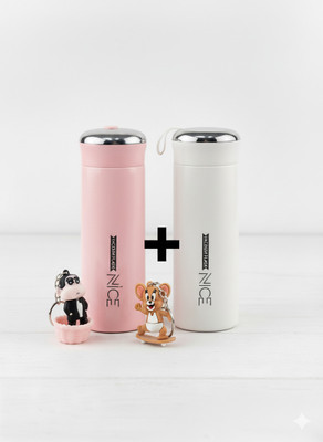 Trade4trend 500 ml Glass, Plastic, Steel Bottle(Pack of 2, Pink, White, Green)