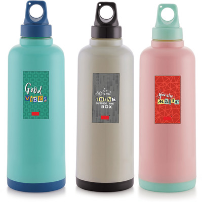 Flipkart SmartBuy Combo Of 3Pc Insulated Thermoware Water Bottle Premium Edition With Hot & Cold & 700 ml Bottle(Pack of 3, Multicolor, Plastic)