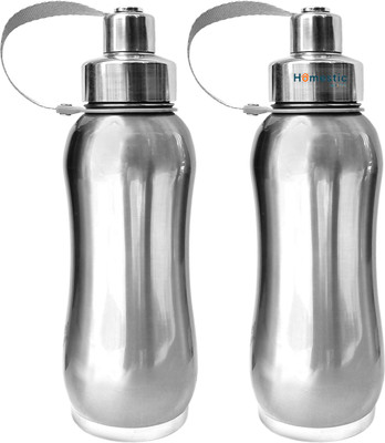 HOMESTIC by Kuber Industries 750 ml Steel Bottle(Pack of 2, Silver)
