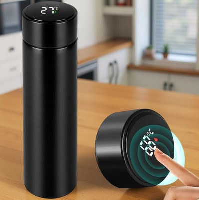 Kiwaas Smart LED Temperature Display Vacuum Flask –Thermal Bottle for Hot & Cold Drinks 500 ml Flask(Pack of 1, Black, Steel)