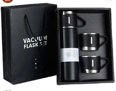 Geetastik 500 ml Steel Flask(Pack of 3, Black)