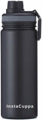 InstaCuppa Thermos Bottle,Double-Wall Thermos Flask,Vacuum Insulated Stainless Steel Retain 650 ml Bottle(Pack of 1, Black, Steel)