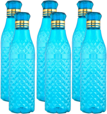 KUBER INDUSTRIES Plastic Crystal Bingo Water Bottle for Fridge|Kitchen|1 LTR|Pack of 6|Blue 1000 ml Bottle(Pack of 6, Blue, Plastic)