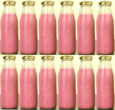 AFAST 300 ml Glass Bottle(Pack of 12, Clear, Pink)