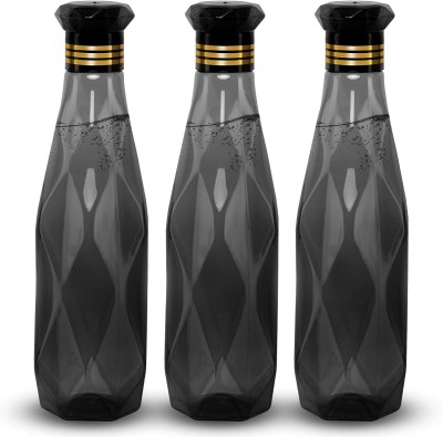 YUVA ENTERPRISES Crystal Diamond Water Bottle,1 Ltr Set of 3 Bottles 1000 ml Bottle(Pack of 3, Black, Plastic)