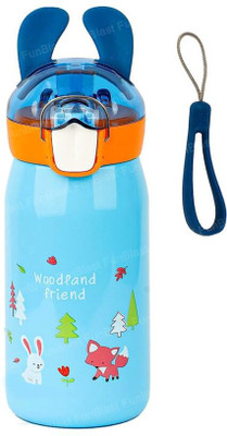 FunBlast Unbreakable Water Bottle with Sipper & Straw, BPA Free Drinking Bottle 400 ml Water Bottle(Set of 1, Silver)