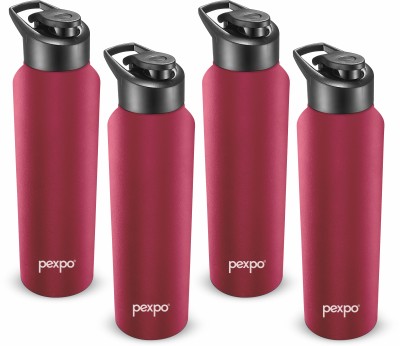 pexpo 1000 ml Sports and Hiking Stainless Steel Water Bottle, Chromo-Xtreme 1000 ml Bottle(Pack of 4, Maroon, Steel)