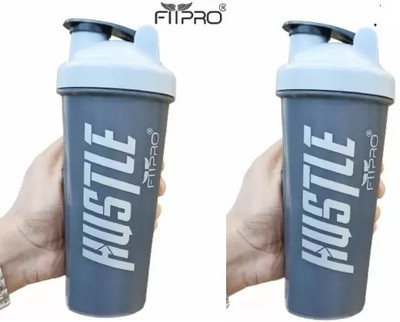 FitPro 700 ml Plastic Shaker(Pack of 2, Grey)