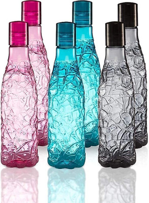 Lecco plastic water bottle set of 1 1000 ml Bottle(Pack of 6, Multicolor, Plastic)