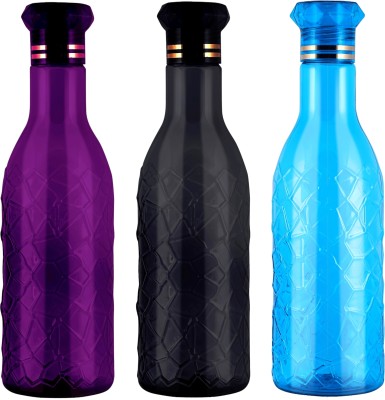 Stysol Unbreakable Fridge Water Bottle Set Pack of 3 1000 ml Bottle(Pack of 3, Multicolor, Plastic)
