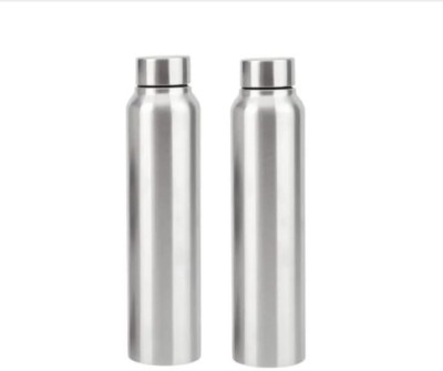 Housify STYLO Stainless Steel Water Bottle 2pc set for Home/Office/Gym/college - Silver 900 ml Bottle(Pack of 2, Silver, Steel)