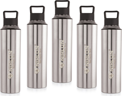 NIRLON 900 ml Steel Bottle(Pack of 5, Black)
