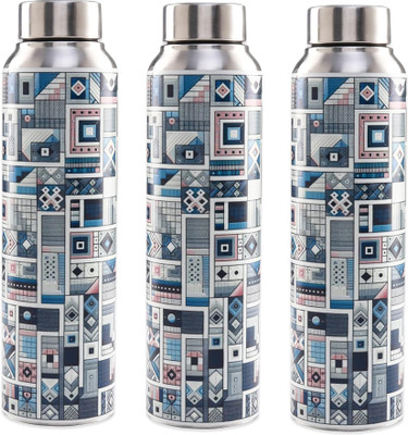 KUBER INDUSTRIES 1000 ml Steel Bottle(Pack of 3, Steel/Chrome)