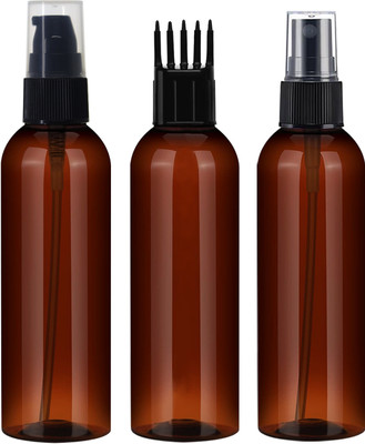nsb herbals 100 ml PET, Plastic Spray Bottle(Pack of 3, Brown, Black)