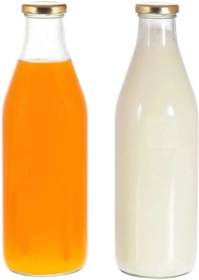 Glassbunny 1000 ml Glass Bottle(Pack of 2, Clear)