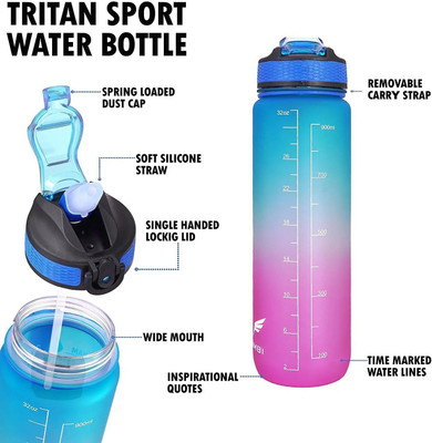 Paradox 1000 ml Plastic, Silicone Bottle(Pack of 1, Blue)