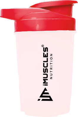 iMUSCLES NUTRITION 500 ml Plastic Shaker(Pack of 1, Clear, Red)