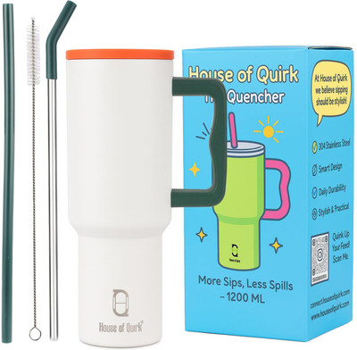 HOUSE OF QUIRK 1200 ml Steel Bottle(Pack of 1, White, Orange, Green)