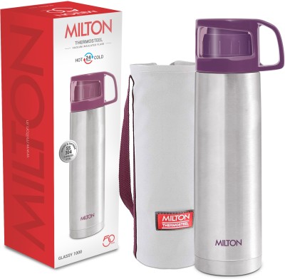 MILTON Glassy 1000 ml Flask(Pack of 1, Purple, Steel)