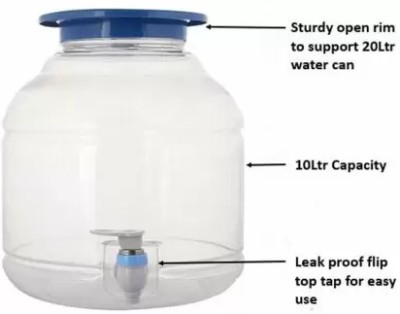 AP DISPANSER Plastic Water Dispenser Jar with tap 10 l white 1000 ml Bottle With Drinking Glass(Pack of 1, White, Plastic)