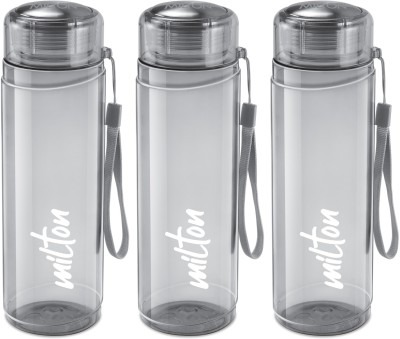 MILTON Hector 1000 Pet Water Bottle Set of 3, 1000 ml Each, Grey | Gift Set 1000 ml Bottle(Pack of 3, Grey, Plastic)